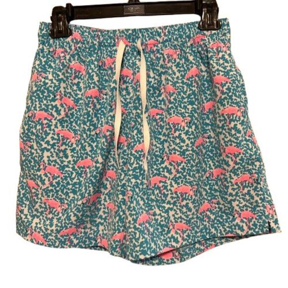 Chubbies Swim Trunks Mens Medium Blue Pink Flamingo Print Lined 5.5" Inseam - Picture 1 of 7